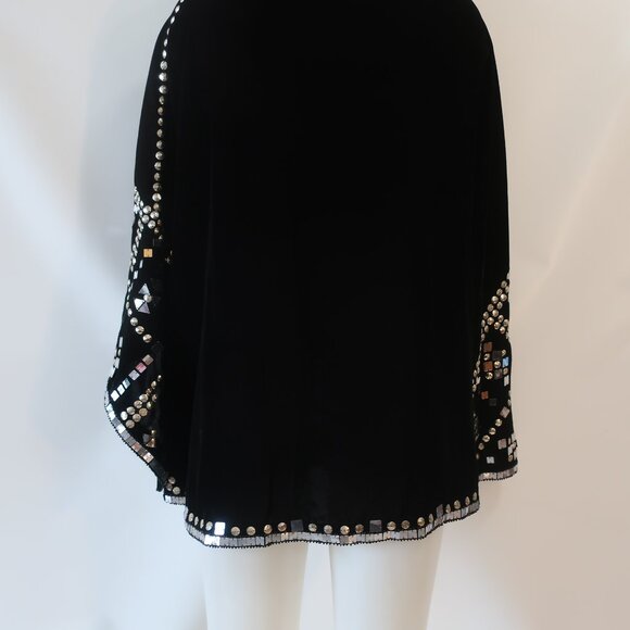 NWT Tina Demel Black Velvet Mirrored Embellished Peter Pan Collar Capelet OS - Picture 12 of 14